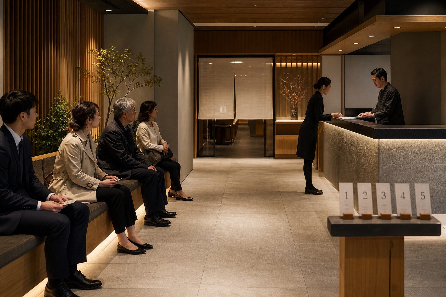 順番待ちのある店舗の風景